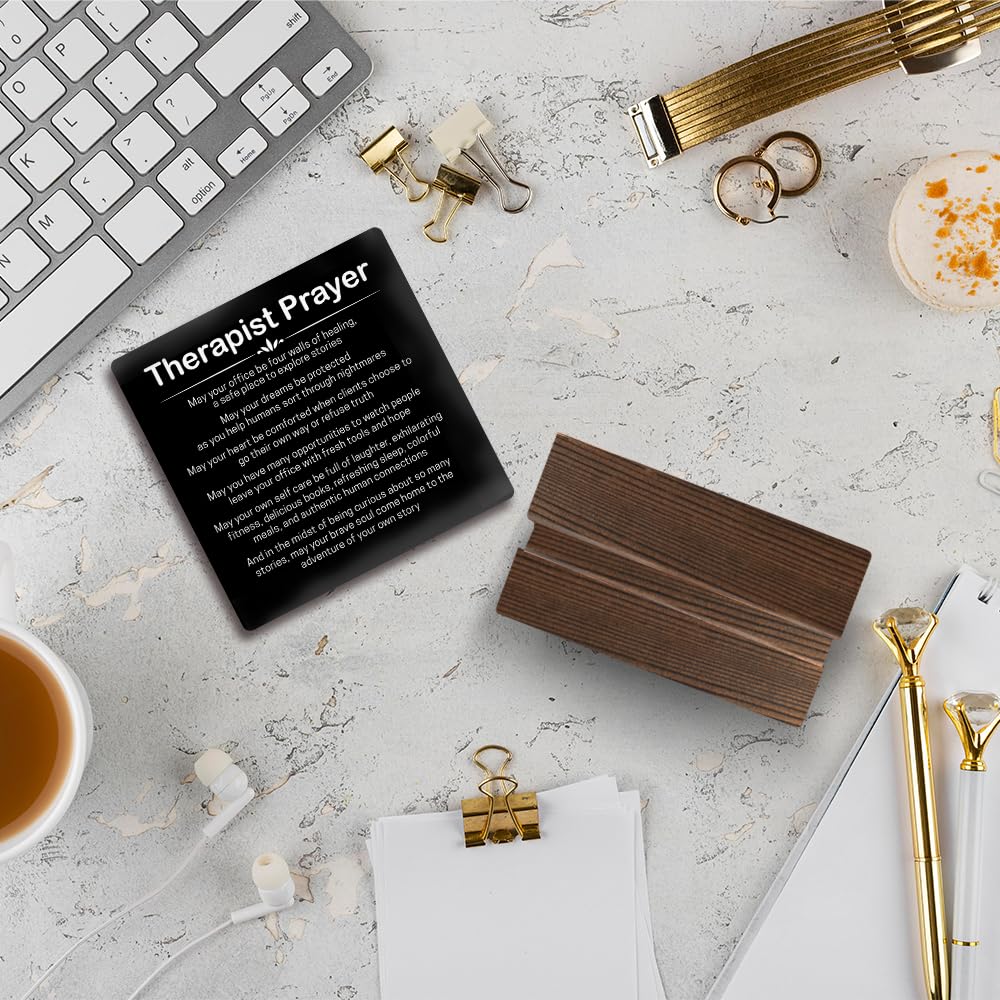 Christian Therapist Prayer Plaque - Funny & Inspirational Mental Health Office Decor with Wooden Stand, Counselor Graduation Gifts, Psychologist Appreciation Present for PT, LPC, LMFT Therapists