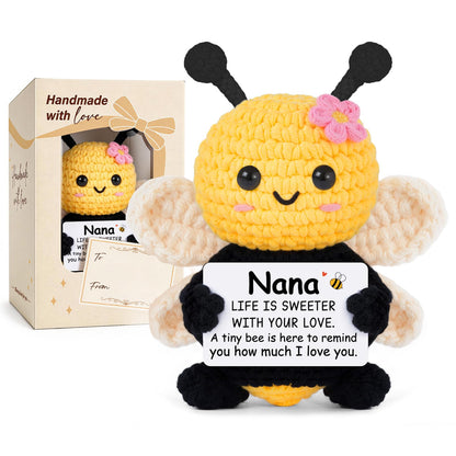 Nana Gifts from Granddaughter, Birthday Gifts for Nana - Cute Handmade Crochet Bee - Valentines Mothers Day for Grandma, Emotional Support Animal Gift