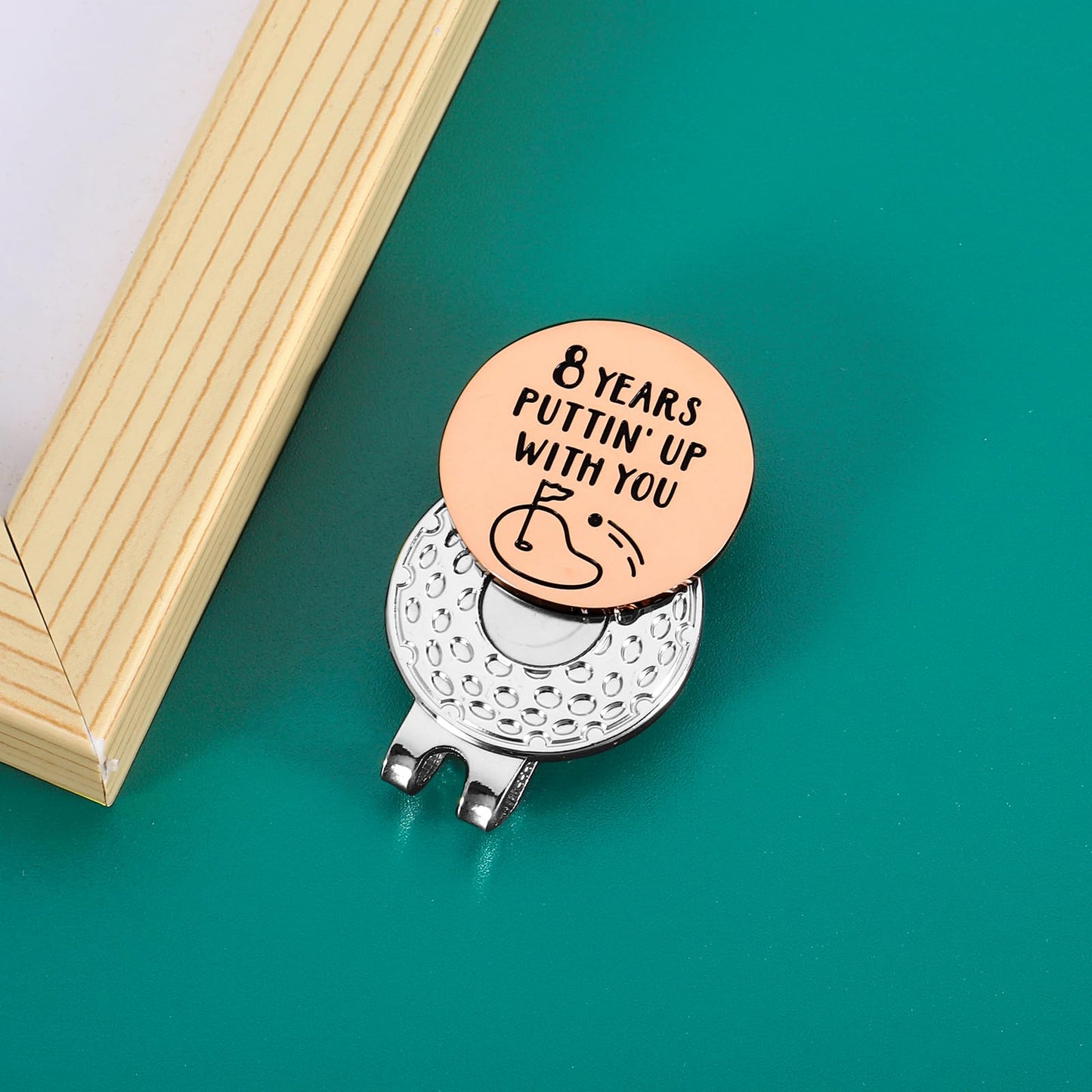 8 Year Anniversay Steel Gifts for Couple Golf Accessories for Men Bronze Anniversary Day Gifts for Wife Husband Valentines Gifts for Him White Elephant Gifts Christmas Golf Ball Marker Hat Clip