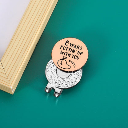 8 Year Anniversay Steel Gifts for Couple Golf Accessories for Men Bronze Anniversary Day Gifts for Wife Husband Valentines Gifts for Him White Elephant Gifts Christmas Golf Ball Marker Hat Clip