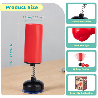 Mini Boxing Bag Set with 1 Punching Bag and 2 Gloves, Desktop Boxing Stress Relief Gift for Adult Cool Mini Stuff Desk Decoration