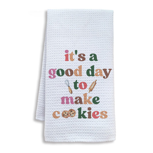 Funny Baking Gifts Kitchen Towels, Gifts for Bakers Cookie Lovers Dish Tea Towels for Kitchen, It's a Good Day to Make Cookies Decorative Hand Towel, 16x24 Inch