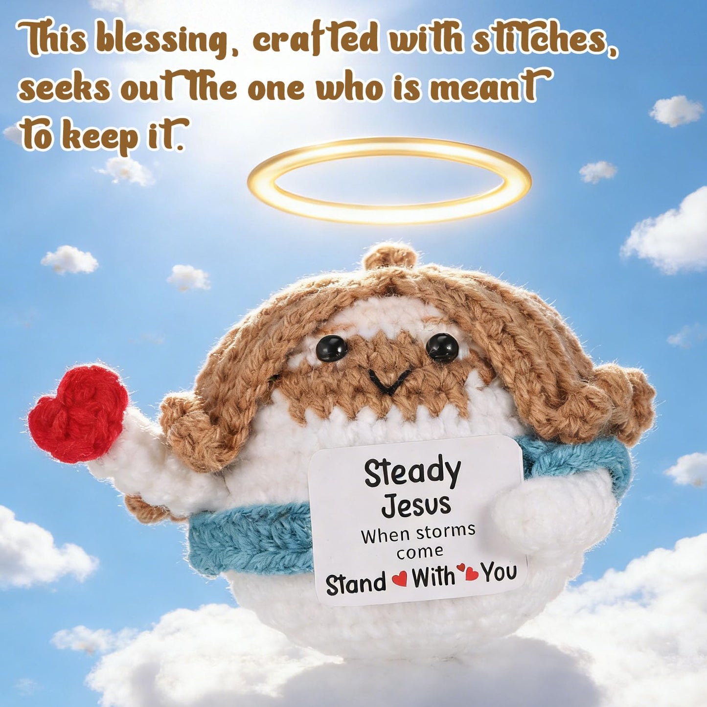 Positive Crochet Jesus Plush Doll Mini Jesus Figure Christian Gifts Emotional Inspirational Support Crochet Religious Spiritual Faith Bible Inspirational Gifts
