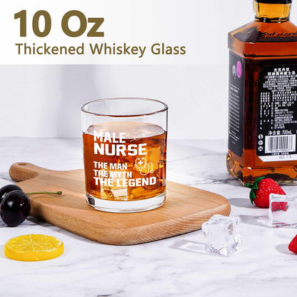 Futtumy 10Oz Male Nurse Whisky Glasses, Nurses Week Gifts for Men Male, Nurse Practitioner Nursing Student Gifts for Practitioner Graduate