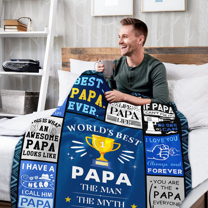 Papa Fathers Day Blanket Gifts - Papas Birthday Gift - Unique Christmas Valentines Day Birthday Gifts for Papa from Grandkids Grandchildren Granddaughter - Best Papas Ever Gift Blanket 50"X60"