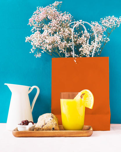 qiqee 24PCS Small Gift Bag with Handles Bulk 8.3"x6"x3" Gift Bags Orange Bags Multiple Uses (Small Size)