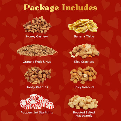 Fathers Day Nuts gift Basket Tower, Heart Design 6 Tier Food Baskets for Men and Women. Valentien Healthy Gift Basket.