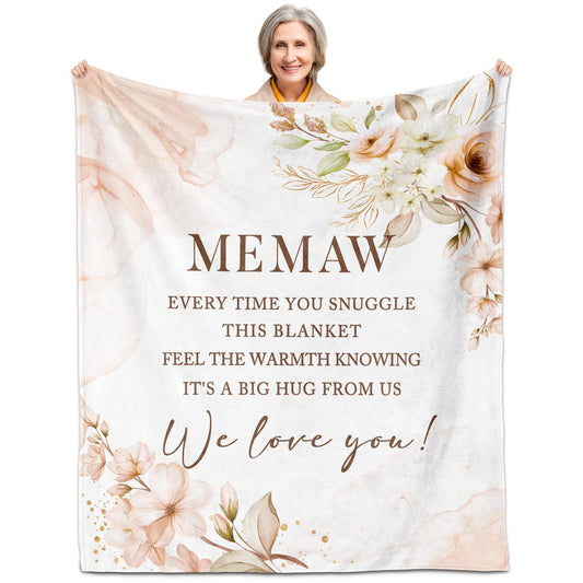 Memaw Gifts, Gifts for Memaw, Memaw Birthday Gifts, Memaw Blanket 60" x 50", Memaw Gifts for Grandma, Memaw Gifts from Grandchildren, Memaw Gifts for Mother's Day, Memaw Gifts for Christmas
