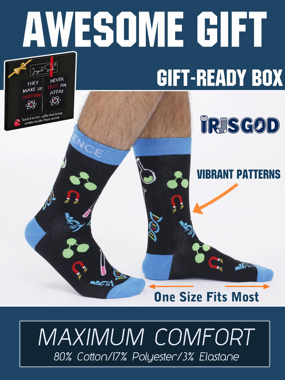 IRISGOD Funny Nerd Socks | Cool Stocking Stuffers | Holiday Gifts For Men and Women