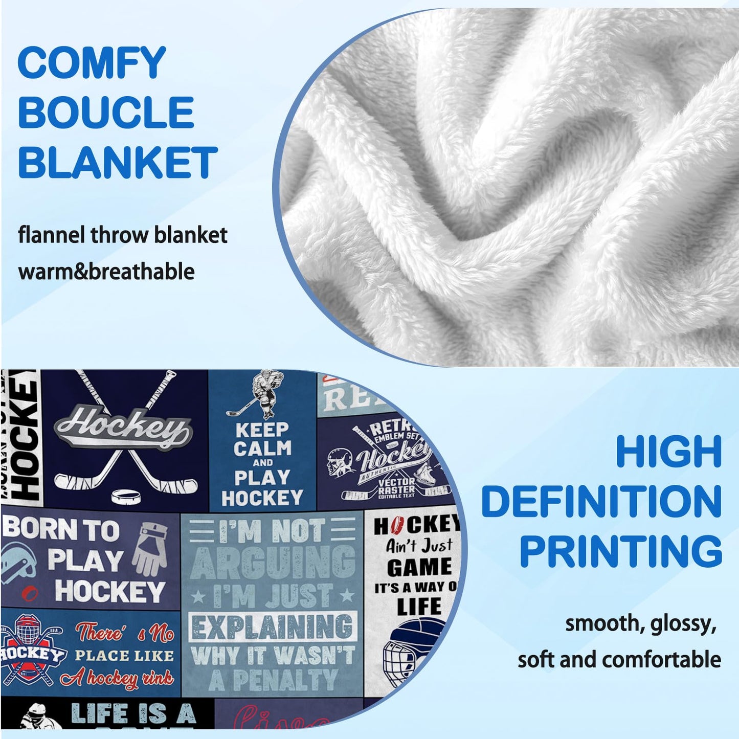Hockey Gifts for Boys Men, Hockey Blanket for Boys 8-12, Birthday Graduation Gifts for Hockey Lovers Player Blanket 60"x50" to Keep Warm