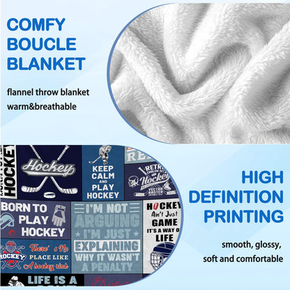 Hockey Gifts for Boys Men, Hockey Blanket for Boys 8-12, Birthday Graduation Gifts for Hockey Lovers Player Blanket 60"x50" to Keep Warm