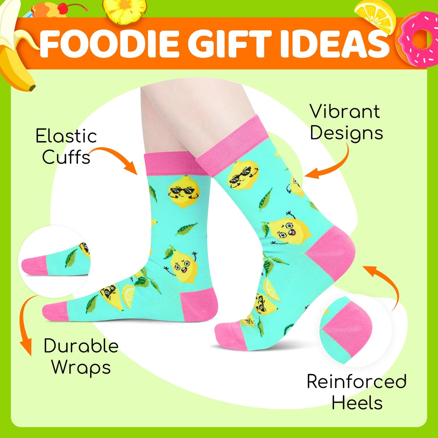 HAPPYPOP Funny Fruit Gifts - Avocado Pineapple Banana Strawberry Socks for Women Men
