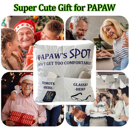 Papaw Gifts Dad Grandpa Gifts, 2-Pocket 2-Sided Papaw Pillow Covers 18x18 Inch, Fathers Day Birthday Christmas Stocking Stuffers Thanksgiving Day Gifts