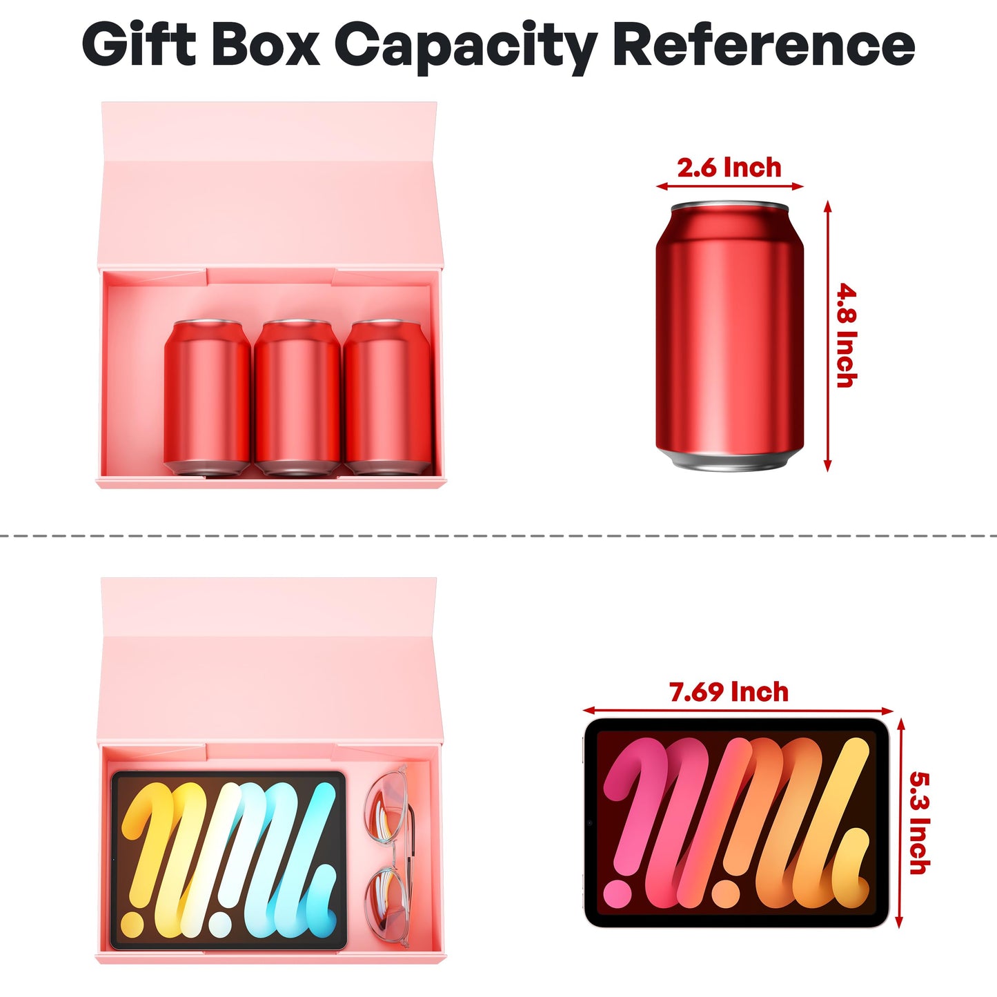 RYDDOY Pink Gift Box, 9.5x6x3'' Gift box for Presents with Lids Magnetic Closure Rectangle Collapsible for Bridesmaid Proposal Box, Wedding, Christmas, Halloween, Birthday Gift Packging