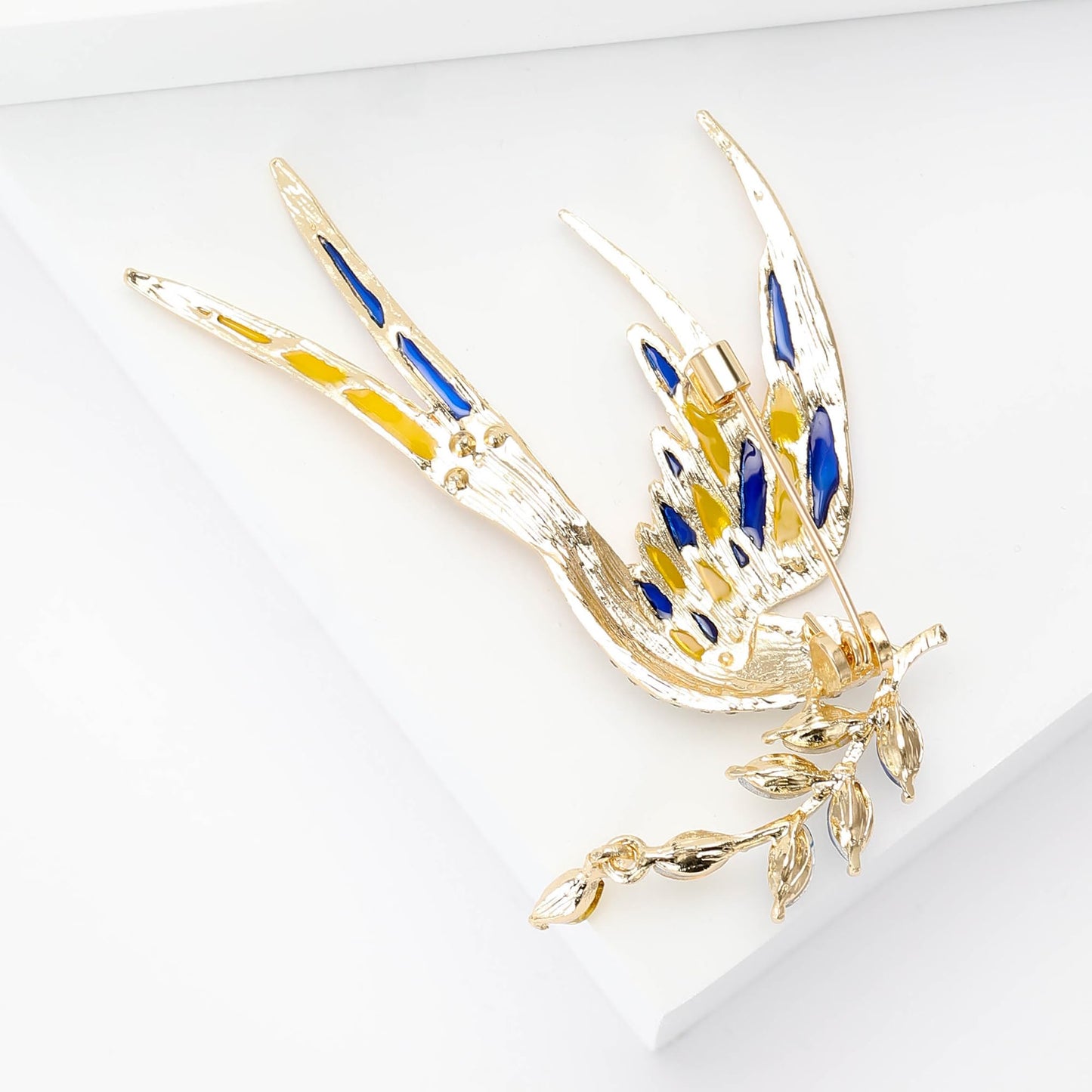 Peace Dove Brooch for Women Shiny Rhinestone Ukrainian Ear of Wheat Pin Animal Corsage Jewelry Gift