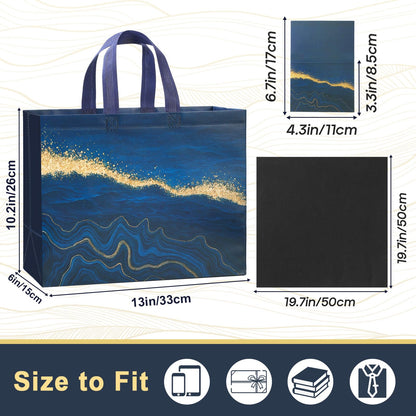 STYPOP 13" Large Gift Bags with Tissue Paper, 2 Pack Reusable Non-woven Happy Birthday Gift Bag with Handles, Perfect Gifts for Men & Women (Black, Blue).