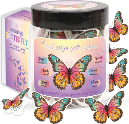 Positive Butterfly Jar - Christian Graduation Gifts for Hers, Butterfly Gifts For Women, Daily Affirmations Card, Birthday Gift for Women