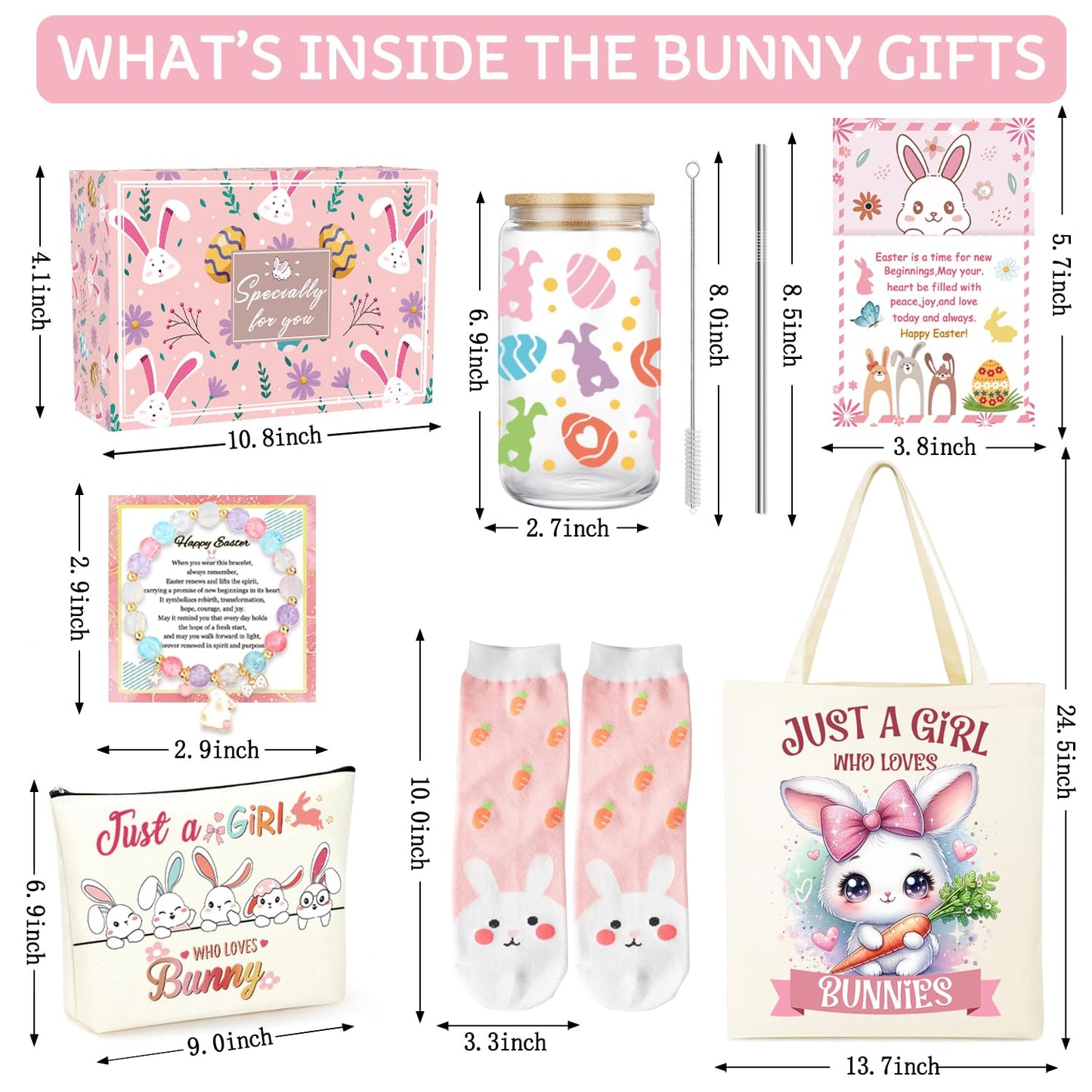 Easter Basket for Teen Girls,Adult Easter Basket Stuffers Essentials for Women with Bunny Mug Tote Bag Socks Gifts for Women Teen Girls.