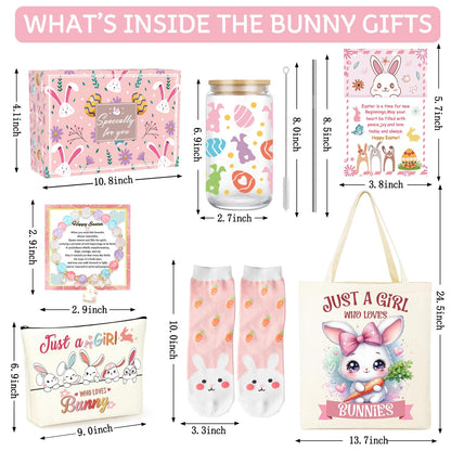 Easter Basket for Teen Girls,Adult Easter Basket Stuffers Essentials for Women with Bunny Mug Tote Bag Socks Gifts for Women Teen Girls.