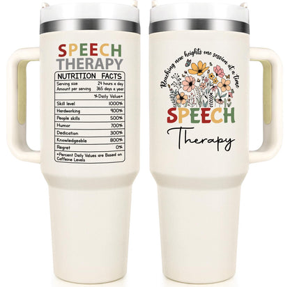 Qtencas Speech Therapy Gifts, Speech Language Pathologist Gift, SLP Gifts 40 Oz Stainless Steel Travel Tumbler, Therapist Appreciation Present for Women, Christmas Birthday Present for SLP