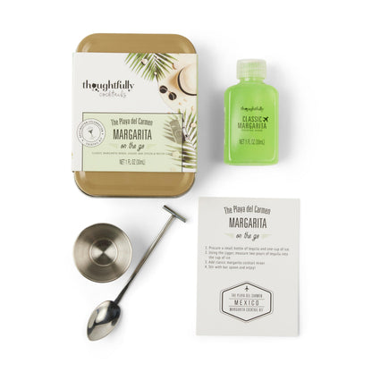 Thoughtfully Cocktails, Cocktail Kit Travel Tin Gift Set, Includes Classic Margarita Cocktail Mixer, Jigger, Bar Spoon and Recipe Card (Contains NO Alcohol)