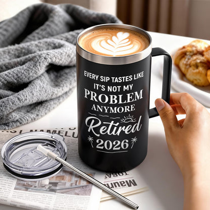 Qtencas Retirement Gifts for Men, Every Sip Tastes Like It's Not My Problem Anymore 20oz Insulated Coffee Mug, Goodbye Gift, Farewell Gifts for Men Friends Coworkers Dad Grandpa