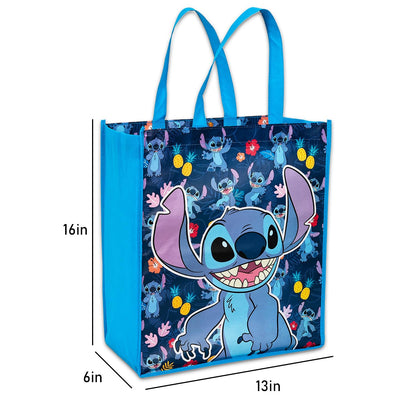 Stitch Tote Bag Bundle - Disney Accessories Bundle with 3 Grocery Bags Plus Stickers, More | Disney Lilo and Stitch Reusable Bags Set