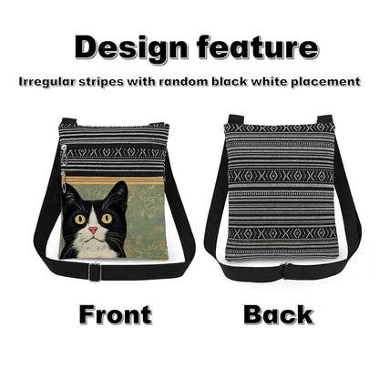 Tuxedo Cat Crossbody Bag Adjustable Shoulder Strap Messenger Bag for Cat Lover Adults Birthday Gift for Sister Friend Women Holiday Present