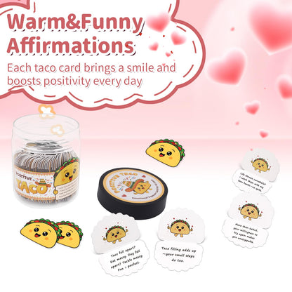 PinCute 60 Positive Taco Affirmation Jar - Teacher Appreciation Gifts, Self Care Graduation Gift, Birthday Gifts for Women Men Teen, Cute Home Decor