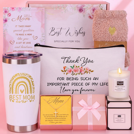 Mothers Day Gifts for Mom from Daughter Son - Unique Mom Birthday Gifts Ideas for Mother in Law, Mama, Stepmom, Best Mom Ever Gift Basket, Personalized Mothers Day Gift Box w/Tumbler