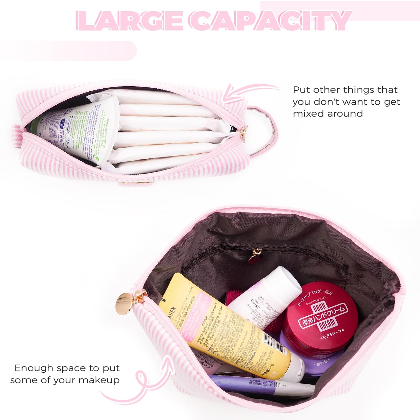 Birthday Gift for Kids Teen Girls | Dance Recital Gifts for Girls | Cosmetic Bag Daughter Sister Gifts Birthday for Women Teacher Preppy Makeup Bag - Pink,L