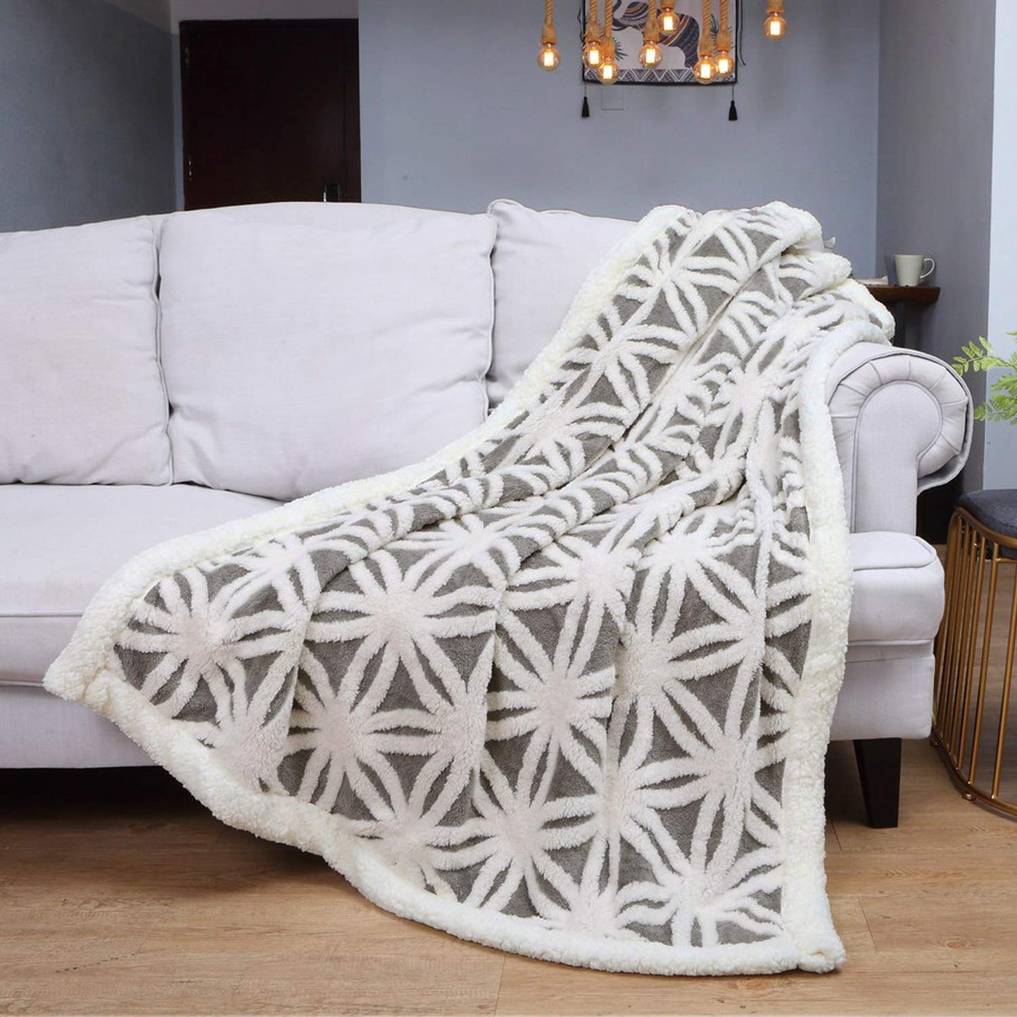 LOMAO Sherpa Fleece Blanket for Mom Cozy Soft Throw Blanket for Women Men Birthday Gifts Dual Sided Couch Sofa Bed Blanket (Grey,51x63)