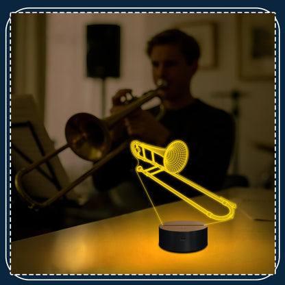 CoolGift Mart Trombone Night Light, 3D LED Optical Illusion Lamp with 16 Colors and Remote Controller, Gifts for Trombone Enthusiasts Music Lovers