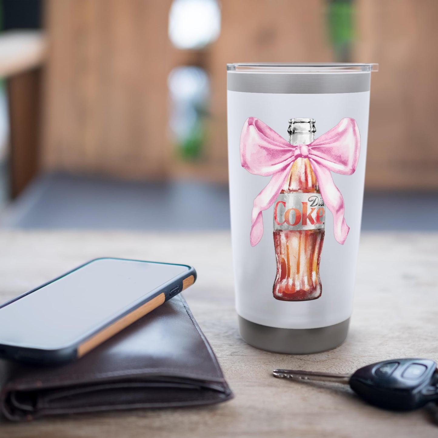 Coca-Cola Diet Coke With Cute Pink Ribbon Vintage Stainless Steel Insulated Tumbler