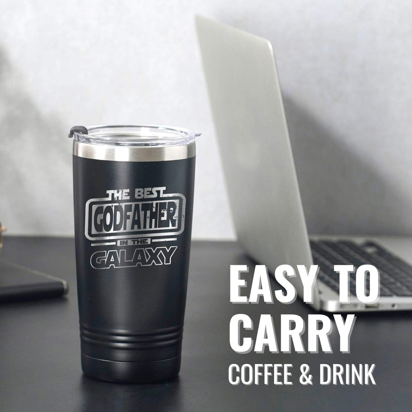 Onebttl Godfather Gifts, Funny Gift Idea for the Best Godfather for Christmas, Birthday, 20 oz Stainless Steel Insulated Travel Mug, Box and Greeting Card Included NEW
