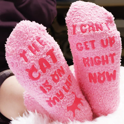 Mothers Day Gifts for Mom Grandma Wife- Funny Cat Mom Fuzzy Slipper Socks