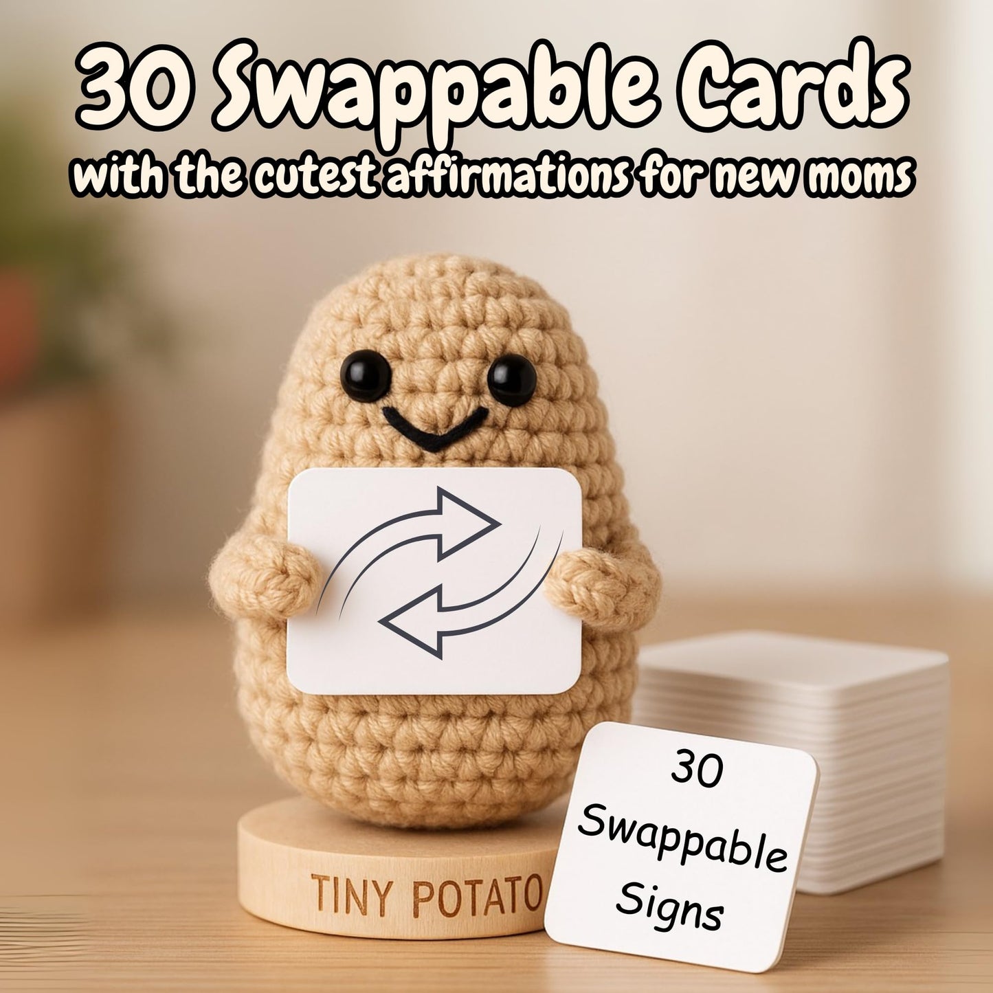 New Mom Gifts for Women - Tiny Potato with 30 Cute Signs | New Mommy Funny Gift for Baby Showers, Christmas, Stocking Stuffers, Birthday | Postpartum Care Package Idea for 1st Time Mother After Birth