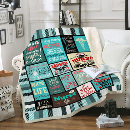 Nurse Gifts Soft Warm Nurse Gifts for Women Throw Blanket,Gifts for Nurses,Nurses Week Gifts,Soft Fluffy Sherpa Warm Throw Blankets for Bed, Office and Couch (H2,130cm x 150cm(51'' x 59''))
