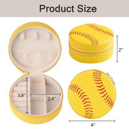 12-Pack Softball Jewelry Box Bulk Team Gifts for Girls, Yellow Round Mini Travel Jewelry Case Organizer for Softball Players Coaches, Senior Night Tournament Gifting, Optic Yellow