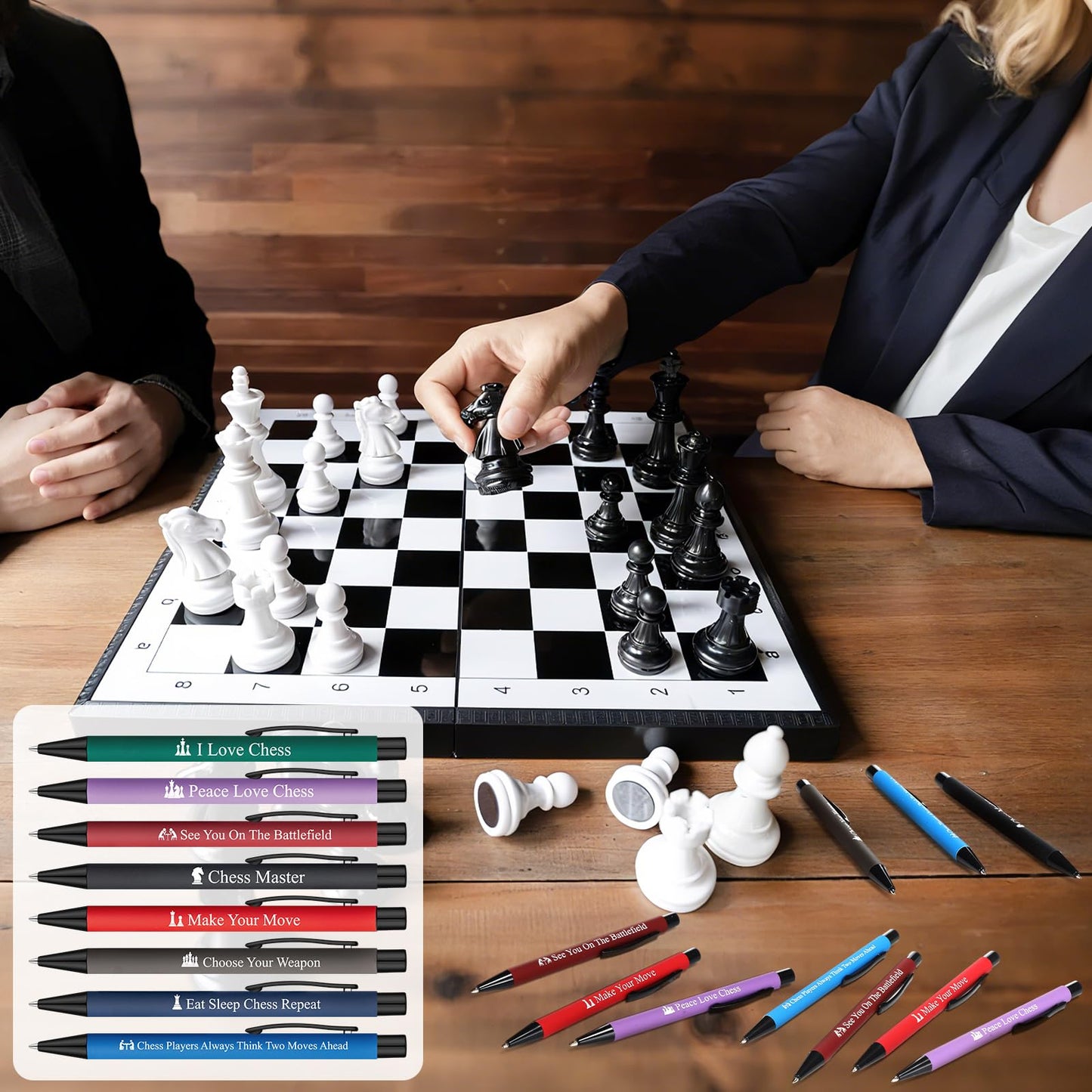 Sayglossy 24 Pcs Chess Ballpoint Pens Novelty Gifts 12 Style Smooth Writing Pens for Chess Lover Christmas Birthday Gifts