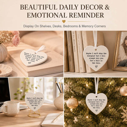 Friendship Gifts for Women, Ceramic Heart Keepsake Ornament “Maybe I Can’t Stop the Downpour” Encouragement Keepsake for Best Friend, Sister, Tough Times Support with Gift Box, 3 Inch