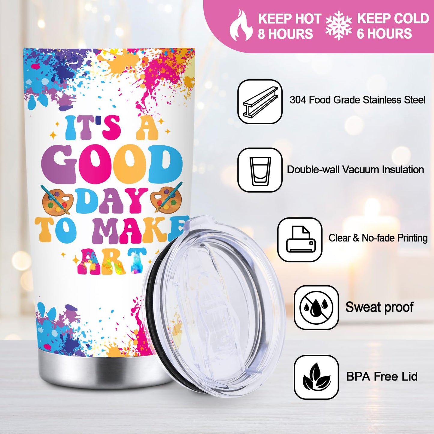 Art Teacher Gifts Tumbler, Art Teacher Appreciation Gifts for Artist Women