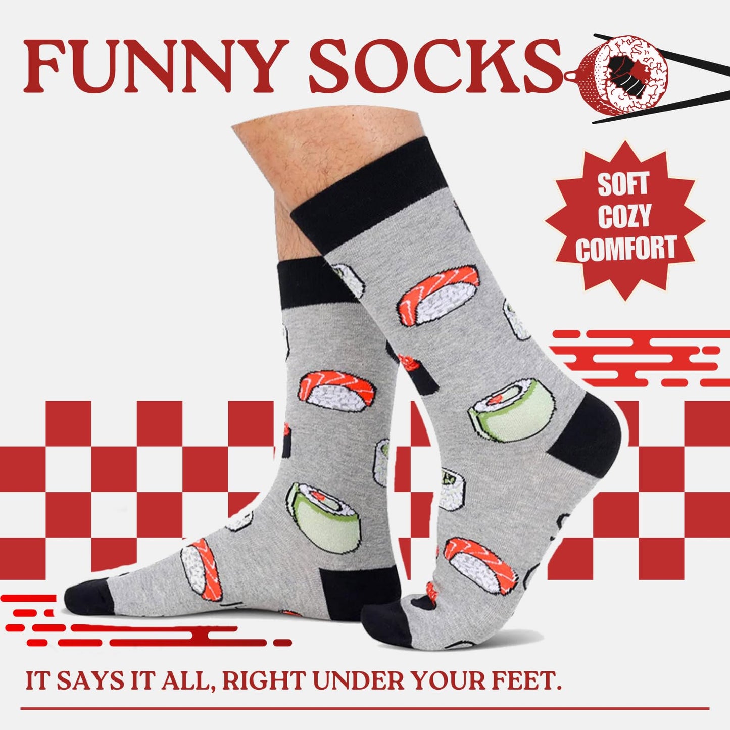 Zmart if You Can Read This - Popcorn Pickle Bacon Avocado Sushi Pizza Socks Gifts for Men