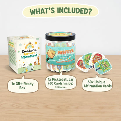 Positive Pickleball Jar With 60 Affirmation Cards, Emotional Support, Funny Pickleball Gifts for Women, Cute Pickleball Ball Paddles Decorations