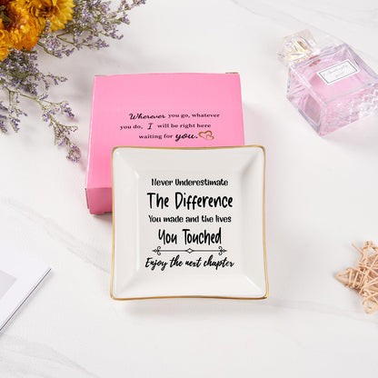 Spegiffu Retirement Gifts for Women Coworker Leaving Gifts Going Away Gift Retirement Gift Jewelry Dish for Friends Retired Teachers Nurses Doctor Boss Goodbye Farewell Gifts for Coworkers New Job