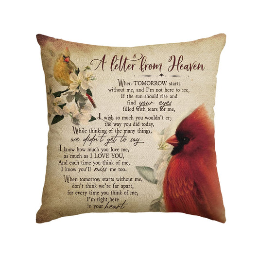 AVOIN colorlife Cardinalis A Letter from Heaven Throw Pillow Covers, 18 x 18 Inch Northern Cardinal Daily Life in Memory Commemorate Cushion Case for Sofa Couch