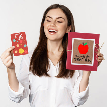 Skyygemm Teacher Gift Card Book Sleeves 5 Card Slots Teacher Appreciation Week Gift Cardholder 4.25 x 3.54 Inch Thank You Money Booklet for Appreciation Holiday Ornament
