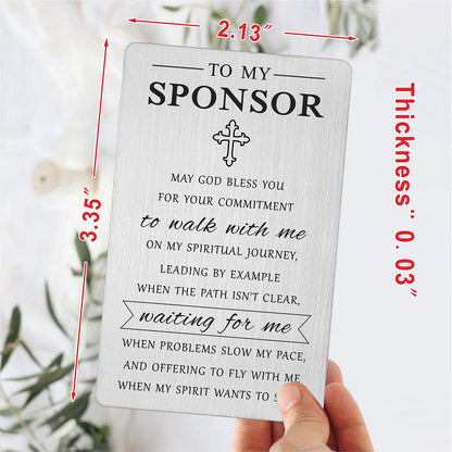 Laluminter Confirmation Sponsor Gifts - May God Bless You Sponsor Engraved Wallet Card for Women Men - Thank You Card to My Sponsor
