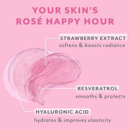 Patchology Serve Chilled Rosé Hydrating Under Eye Patches – Hyaluronic Acid & Antioxidant-Infused Eye Masks to Reduce Dark Circles, Puffiness & Fine Lines - Ideal Skincare Essentials (5 Pairs)