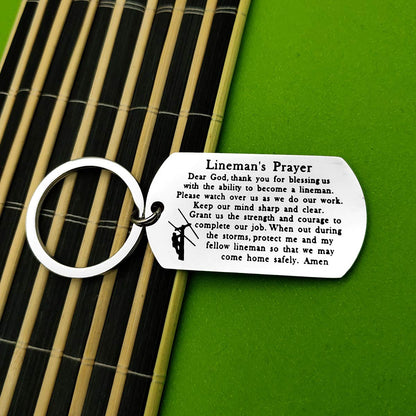 Father's Day Gift Lineman Gift Lineman Prayer keychain Gifts for Him Husband Gift Dad Gift Uncle Boyfriend gift